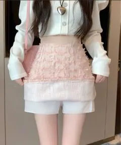 フリンジツイードミニスカート