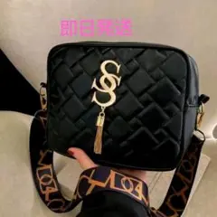 SHEINキルティング黒ショルダーバッグ