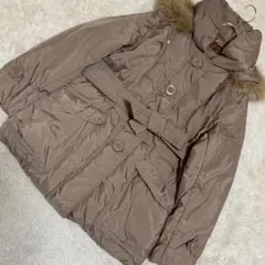 《美品》 BALMAIN ファー付きダウンコート ベージュ M ベルト キレイめ