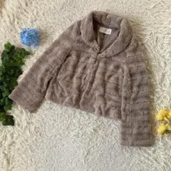 極美品　プロポーションボディドレッシング　ファージャケット　グレージュ　【L】