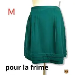 pour la frime★グリーンプリーツタックスカートM緑みどりミニ丈のサムネイル