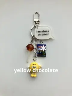 じゃらじゃらキーホルダー　キーリング　バッグチャーム　イエローチョコ