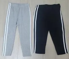 レギンス　ジャージ　スパッツ　140cm　ブラック/グレー/黒　7分丈　2枚