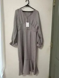 GRL チェック柄 長袖 フレアワンピース Mサイズ