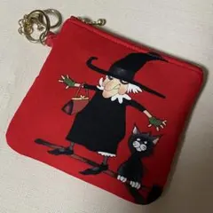 ♡12㎝ファスナーポーチ魔女赤②♡ハンドメイド　アレキサンダーヘンリー