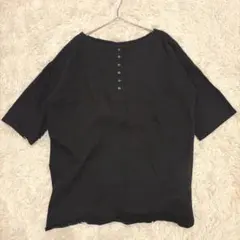 【NATURAL BEAUTY BASIC 】ゆったりブラック前開きTシャツ　M