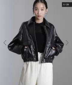 ナノユニバース フェイクレザーショートブルゾン ジャケット