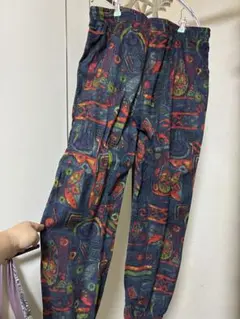 大きいサイズ 4L アジアン抽象模様ジョガーパンツ エスニック 総柄 ズボン