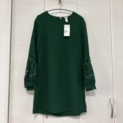 H&M 新品　ミニ丈ワンピース　グリーン32P