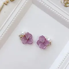 057 紫陽花×ビジュー ライトパープル