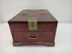 【送料無料】和風 木製 収納箱 真鍮金具付き 引き出し付 小物入れ　251120