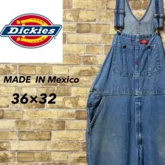 ディッキーズ　メキシコ製　デニムオーバーオール　赤タグ　ヴィンテージ　36/32