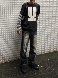00s archive fade black flare denim 亜熱帯 - メルカリ