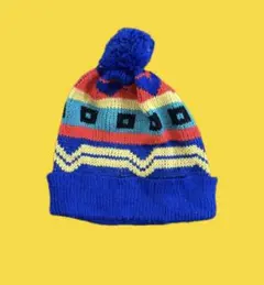 ハンドメイド ニット帽 ポンポン付き