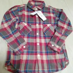 未使用 ライトオン 長袖 ネルシャツ 前ボタン 120 チェック