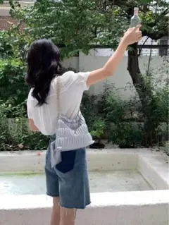 シルバー ギャザー チェーン ショルダーバッグ