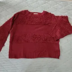 値下げ中 赤 デザイン ニット セーター 長袖 4L 大きいサイズ