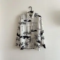 【ATTRAIT】 レディース　古着　柄シャツ　モノクロ