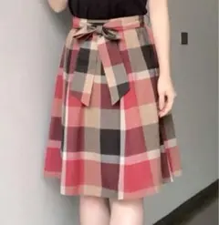 BLUE LABEL♡チェック柄フレアスカート リボン付き　38M
