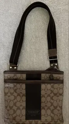 COACH コーチ ショルダーバッグ シグネチャー PVC 茶色 斜め掛け ロゴ