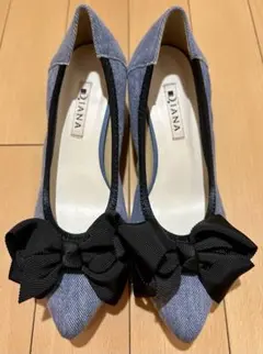 【再値下げ！美品】DIANA ダイアナ デニム リボン パンプス 23.5cm
