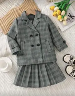 キッズ　セレモニー　ジャケット　スカート　セット　グリーン　フォーマル