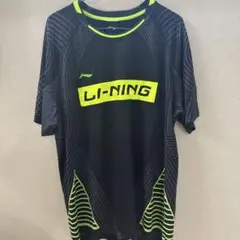 LI-NING バドミントン シャツ ブラック ライムグリーン