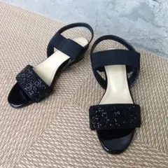 【未使用】ESPERANZA サンダル ストラップ ビジュー Sサイズ 黒のサムネイル