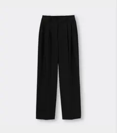 ジーユー　タックワイドパンツ+EC(丈長め80.0cm) XSサイズ ブラック