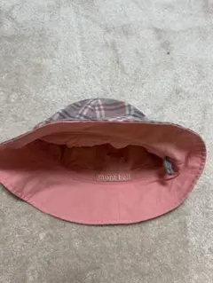 mont bell チェック柄ハット ピンク系