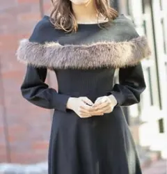 toccocloset ファー付きケープライクニットワンピース