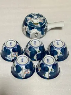 有田焼 青い花柄 急須と茶碗セット