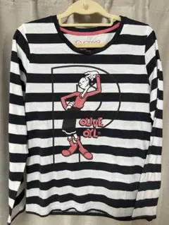 POPEYE オリーブオイル 長袖カットソー　レディース古着　L ボーダー柄