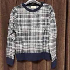 BEAUTY & YOUTH チェック柄ニットセーター 長袖