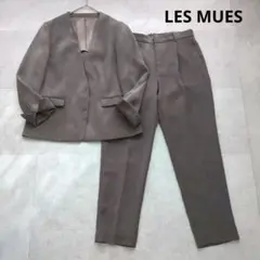 アオキ 洗える ノーカラー クロップドパンツ セットアップ スーツ L