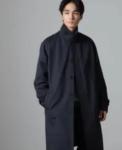 美品ナノユニバース　nano universe ステンカラーコート　ブラック