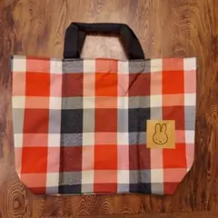 [新品] miffy トートバッグ 赤黒チェック ①