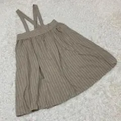 Samansa Mos2 ジャンパースカート　カジュアル　ストライプ　ベージュ