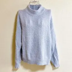 (GU) フェザーヤーンセーター(長袖）ライトブルー