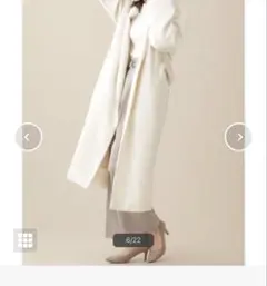 美品　ナノユニバース　アイボリー フード付きオーバーコート 36