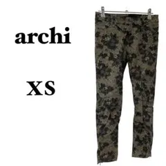 archi アーキ デニムスキニー 花柄 カーキ サイズXS