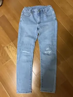 ユニクロ140 デニム　ダメージ加工