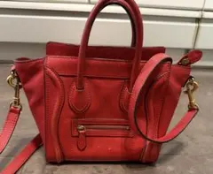 セリーヌ CELINE ハンドバッグ ラゲージ ナノショッパー レッド ゴールド