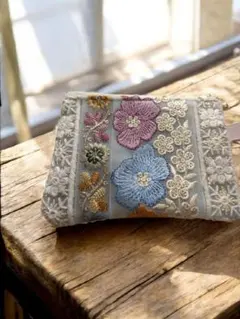 インド刺繍リボンミニポーチ