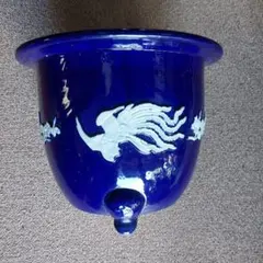 明治期　瑠璃　植木鉢　尾張焼　瀬戸焼　盆栽　古美術　骨董　アンティーク 明治期 瑠璃 植木鉢 尾張焼 瀬戸焼 盆栽 古美術 骨董 アンティーク