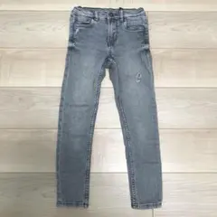 ZARA デニム スキニー パンツ グレー 128cm ダメージジーンズ キッズ