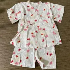 ベビー甚平 キッズ 90サイズ ちょうちょ ピンク 日本製 女の子