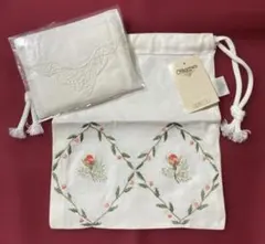 値下げ★変色あり★近沢レース オレンジお花巾着&レース ティッシュケースのサムネイル