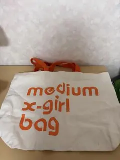 x-girl トートバッグ オレンジ/ホワイト