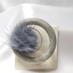 ヘアカフ★ポニーフック ヘアアクセサリー グレー ファー No.f6